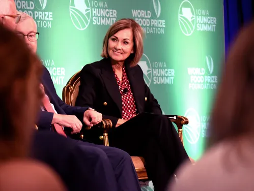 Gov. Reynolds speaking at Iowa Hunger Summit