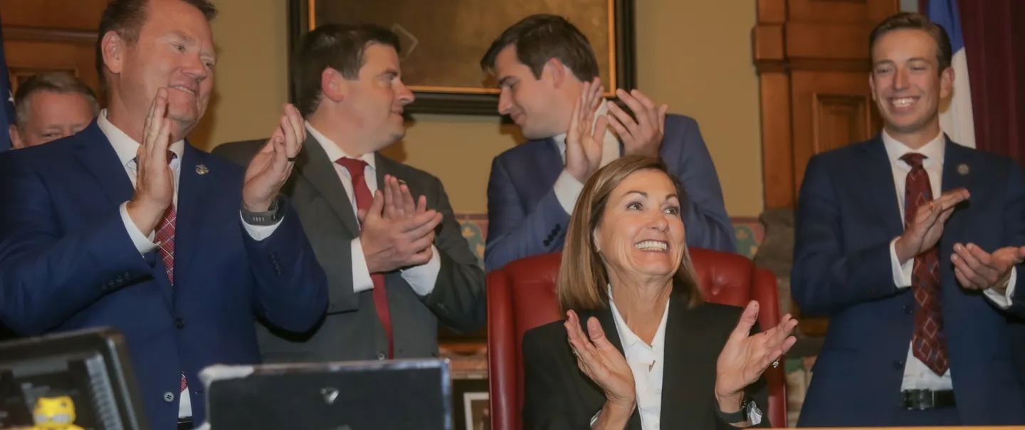 Gov. Reynolds celebrates signing bill amending MEGA program