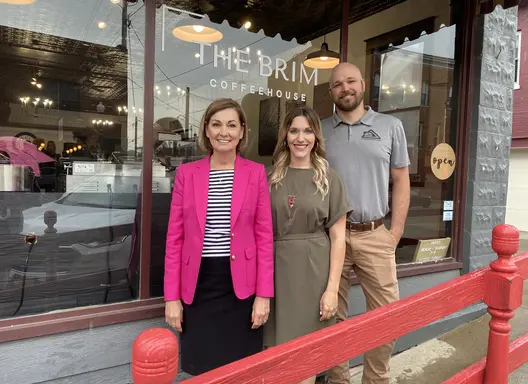Gov. Reynolds visits owners of The Brim Coffeehouse