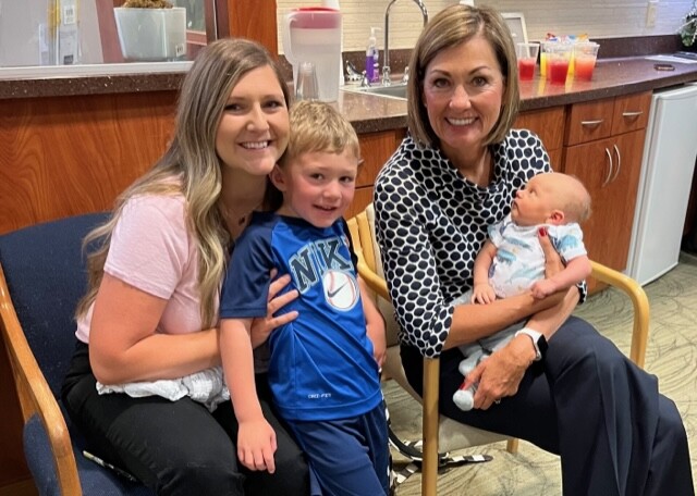 Gov. Reynolds meets newborn at maternity center
